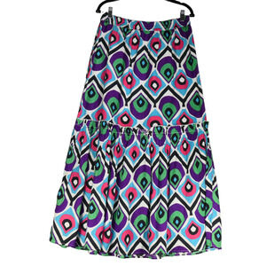 Ashley Stewart Maxi Skirt Womens Size 14 16 Pull On Elastic Waist Retro Colorful